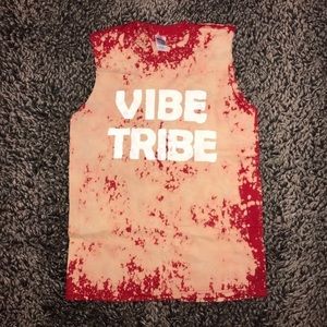 VIBE TRIBE Women's Small Handmade Custom Tank Top - acid washed reverse tie dye